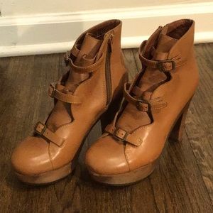 See by Chloe Brown Leather Heel Bootie sz 37